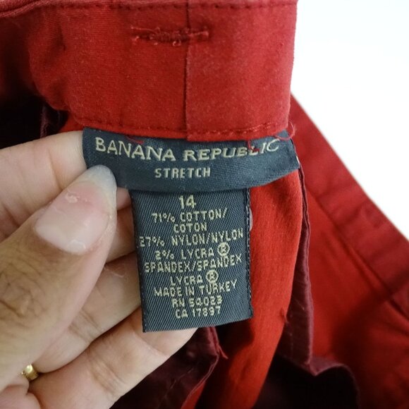 Banana Republic Red Stretch Straight Cropped Pants Women Size 14 Work Casual - Picture 5 of 10